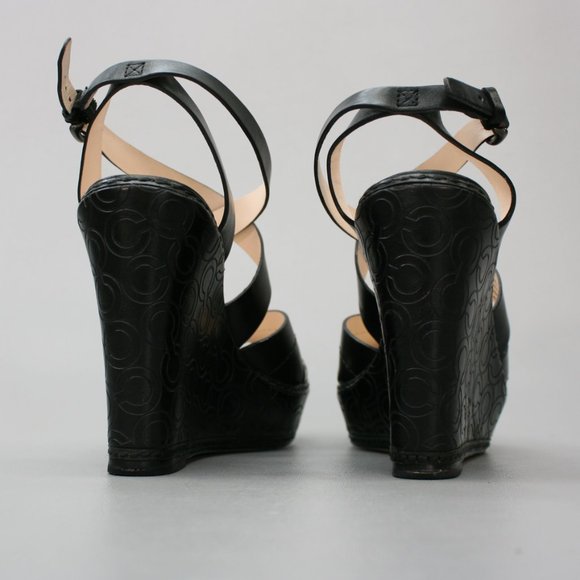 Coach Ladies 7 B Madeline Vachetta Signature-C Logo Slingback Wedge Sandals - Picture 3 of 12